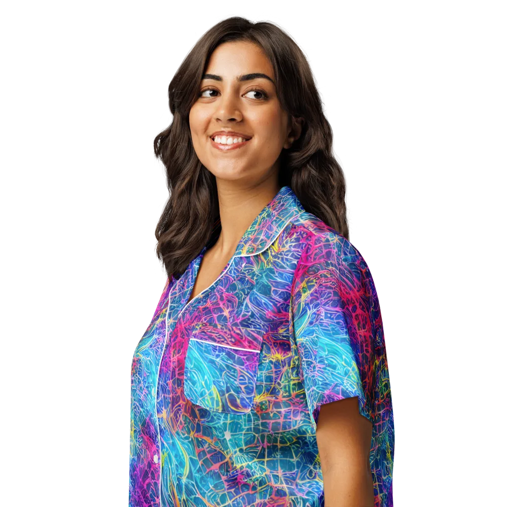 Hypercolor Rapture on Women's Short Sleeve Pajama Top — Left Front