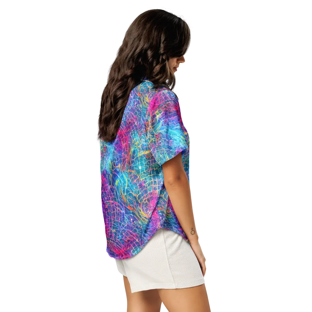 Hypercolor Rapture on Women's Short Sleeve Pajama Top — Right Back