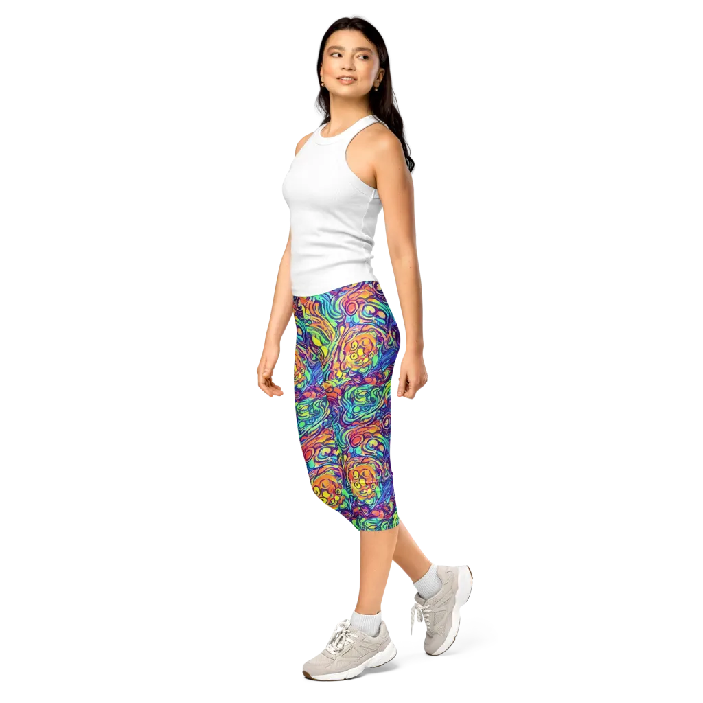 Citrus Voltage on Capri Leggings — Left Front