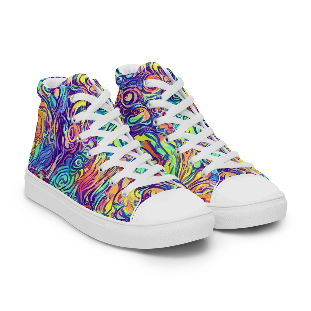 Citrus Voltage on Men's High Top Canvas Shoes — Right Front