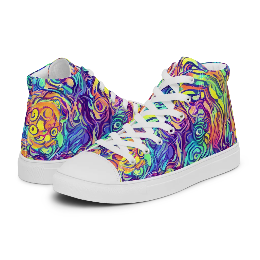 Citrus Voltage on Men's High Top Canvas Shoes — Left