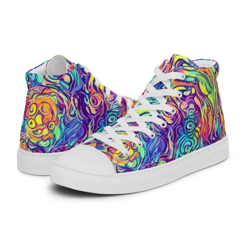 Citrus Voltage on a Men's High Top Canvas Shoes