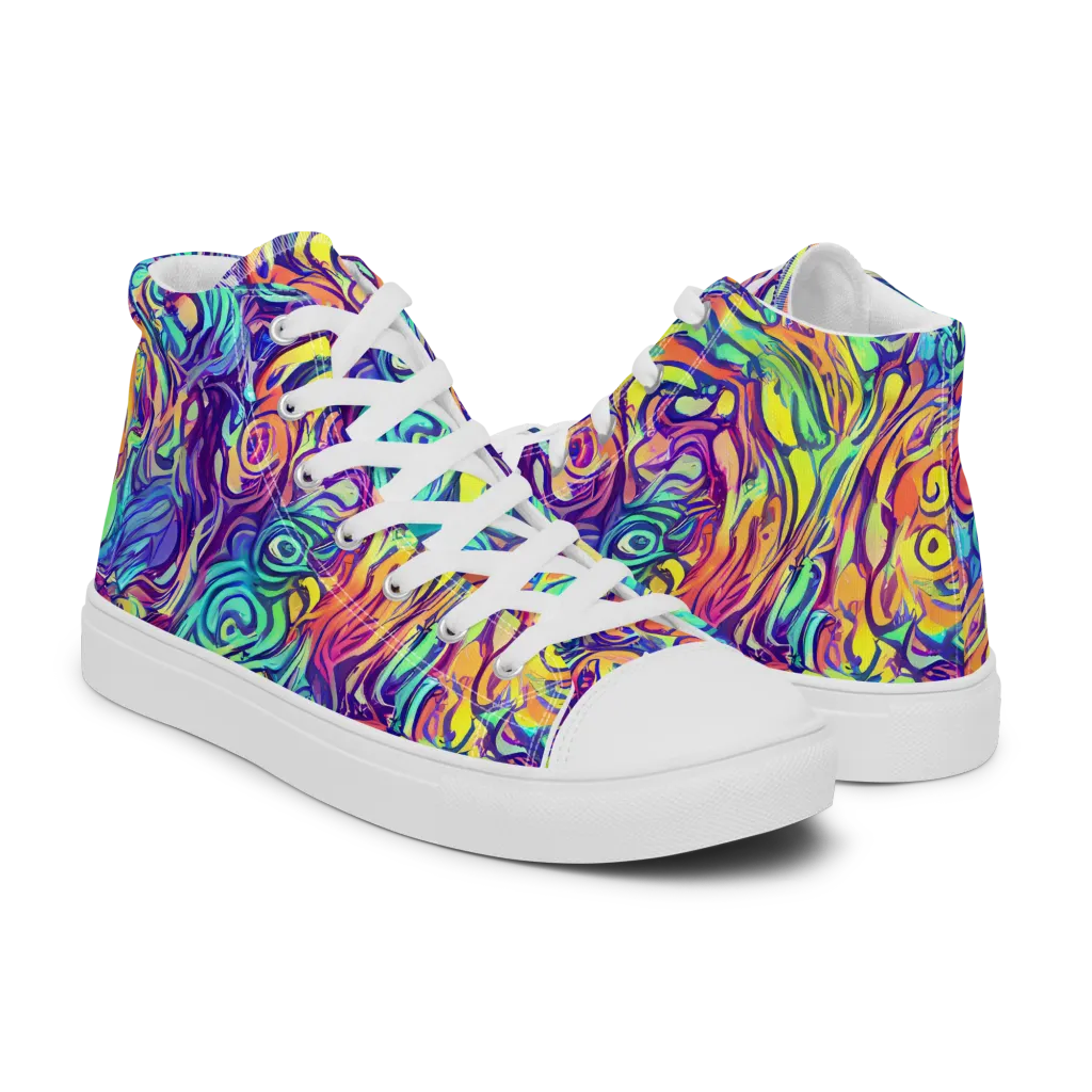 Citrus Voltage on Men's High Top Canvas Shoes — Right