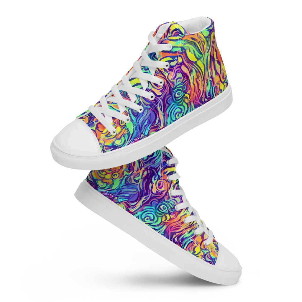Citrus Voltage on Men's High Top Canvas Shoes — Front