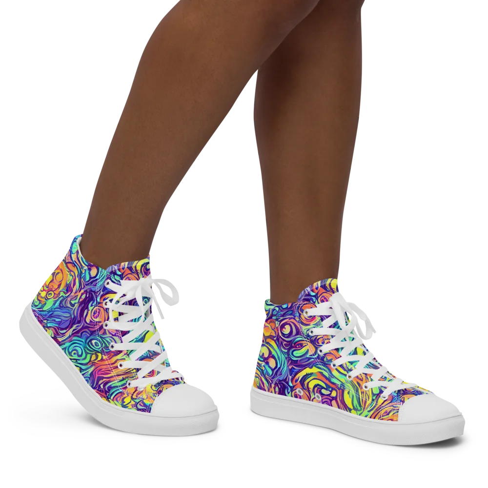 Citrus Voltage on Women's High Top Canvas Shoes — Right