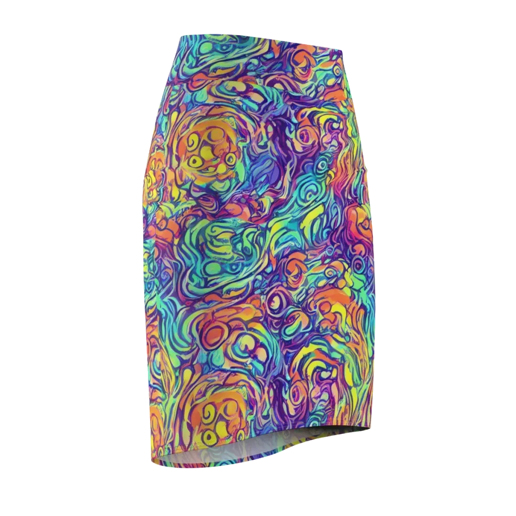 Citrus Voltage on Pencil Skirt — Front Side