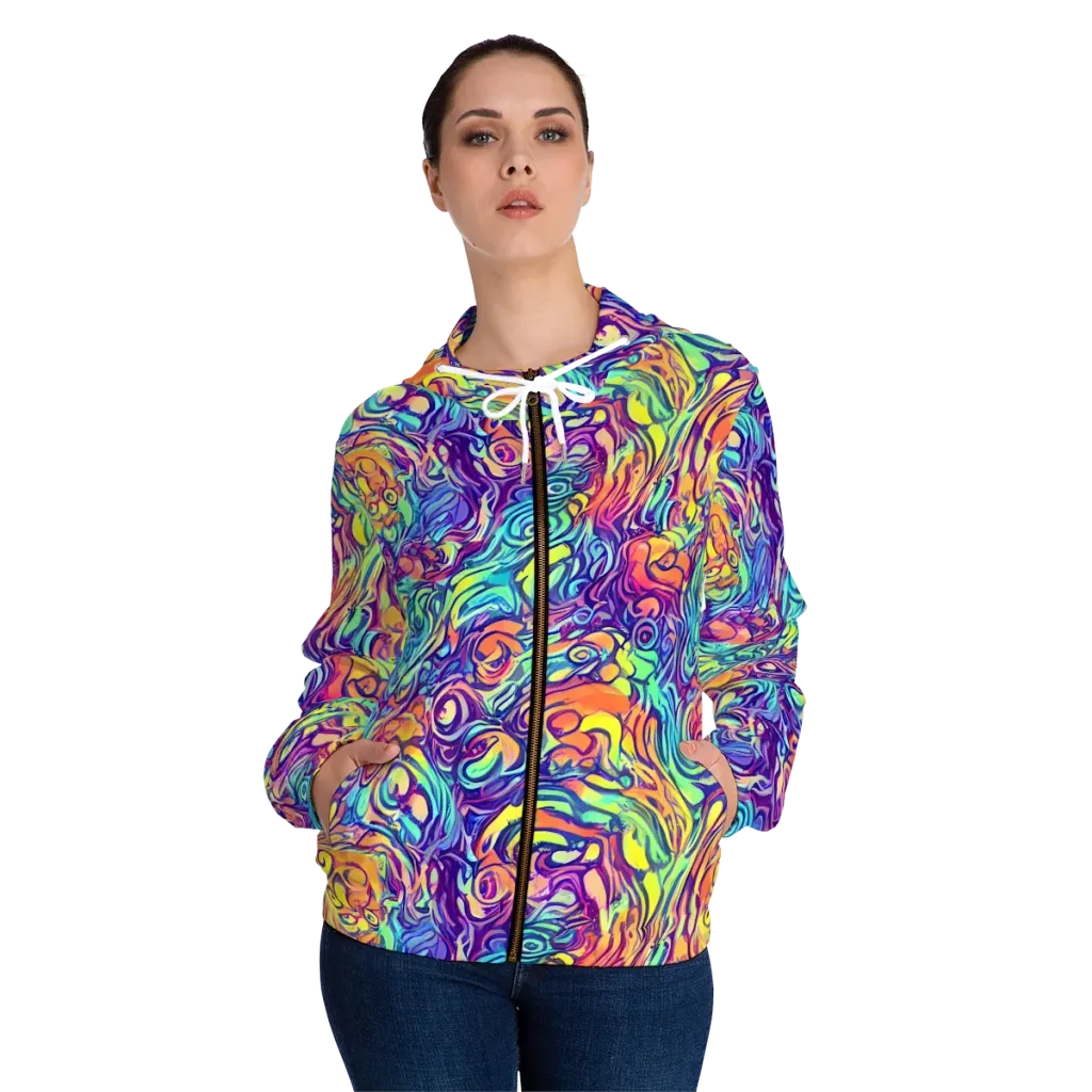 Citrus Voltage on Women's Full-Zip Hoodie — Front On Person