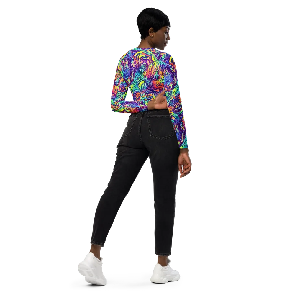 Citrus Voltage on Long Sleeve Crop Top — Right Back