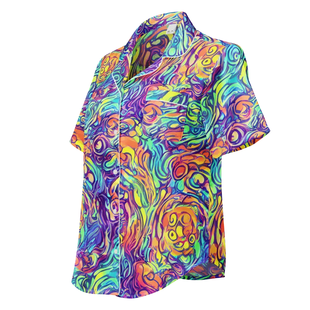 Citrus Voltage on Women's Short Sleeve Pajama Top — Left Front