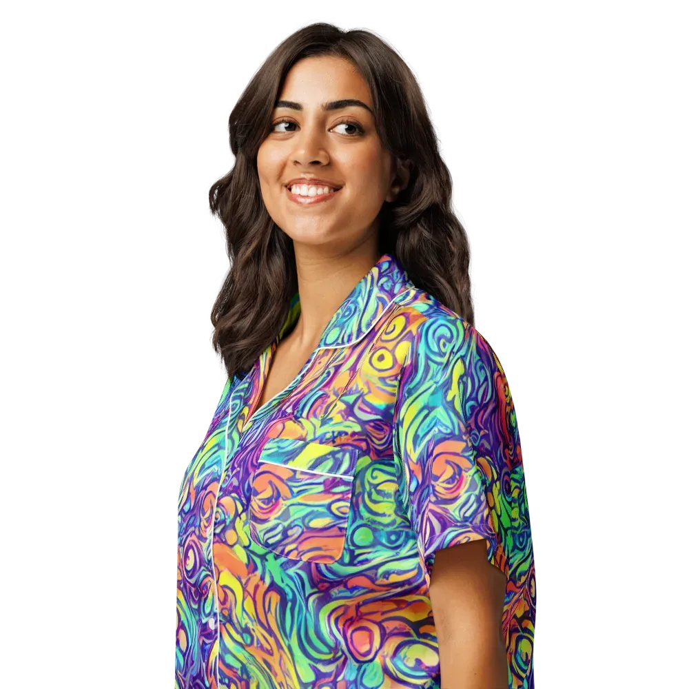 Citrus Voltage on Women's Short Sleeve Pajama Top — Left Front