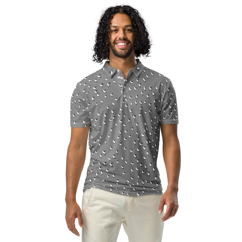 Silver Wings on Men's Slim Fit Polo Shirt — Front