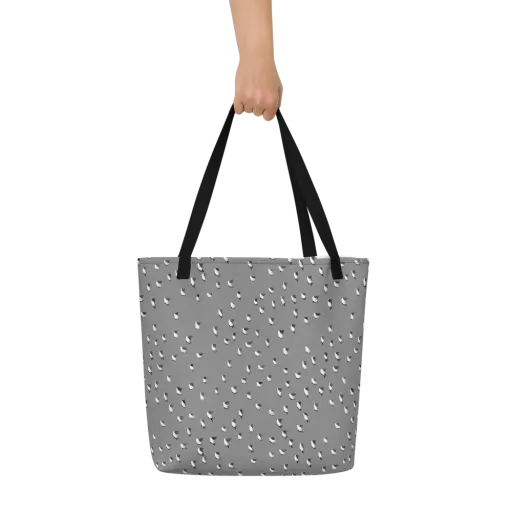 Silver Wings on a Large Tote Bag W/ Pocket