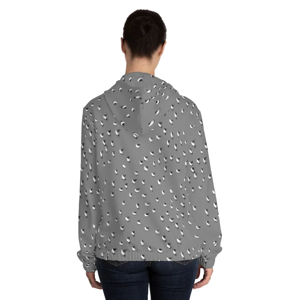 Silver Wings on Women's Full-Zip Hoodie — Back On Person