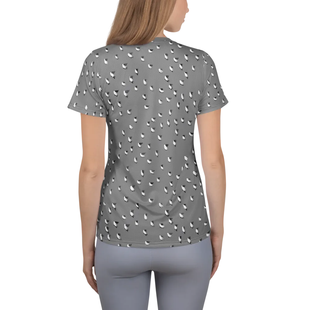 Silver Wings on Women's Athletic T-Shirt — Back