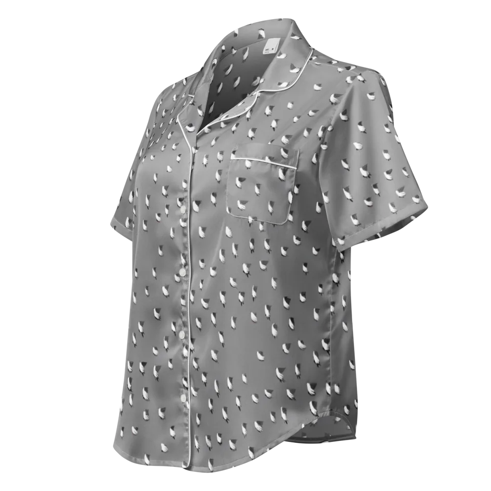Silver Wings on Women's Short Sleeve Pajama Top — Left Front