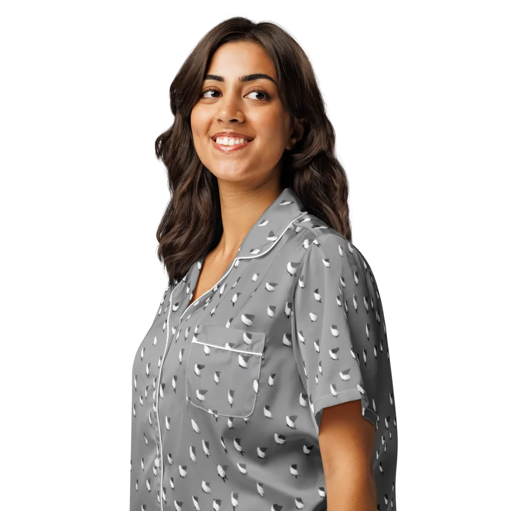 Silver Wings on Women's Short Sleeve Pajama Top — Left Front