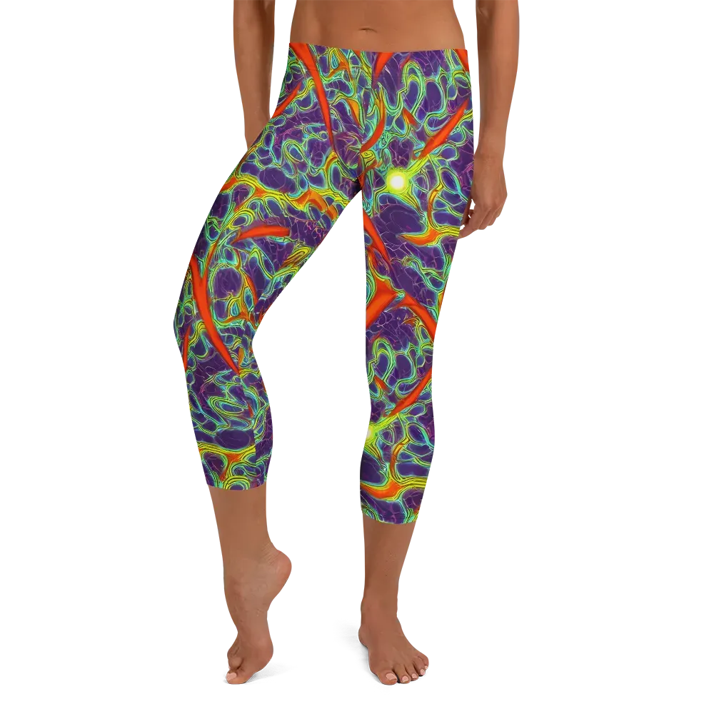 Plasma Maze on Capri Leggings — Front