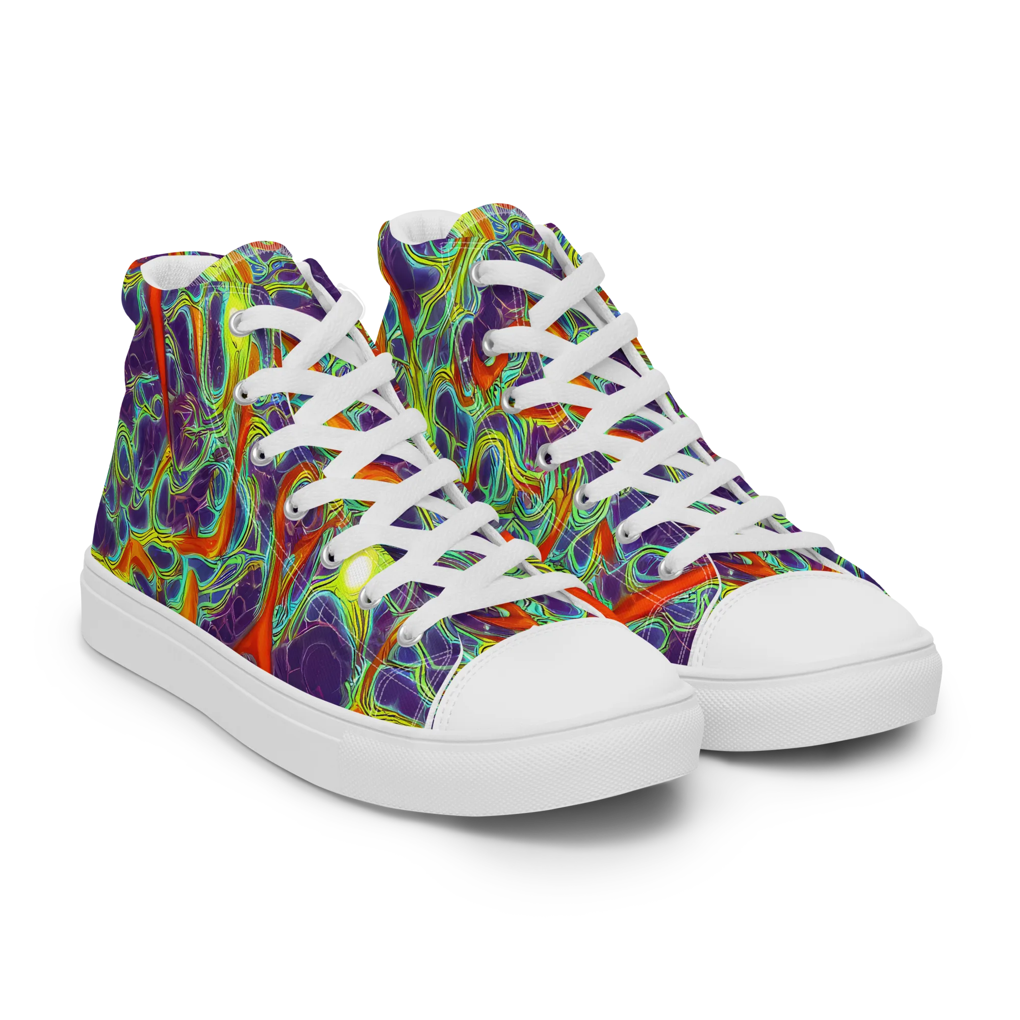 Plasma Maze on Men's High Top Canvas Shoes — Right Front