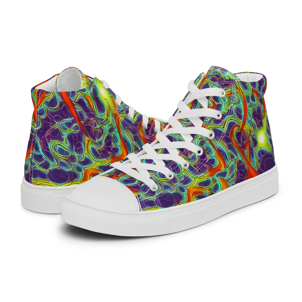Plasma Maze on Men's High Top Canvas Shoes — Left
