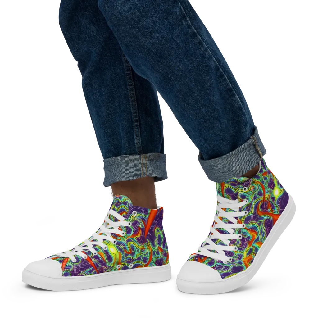 Plasma Maze on Men's High Top Canvas Shoes — Left