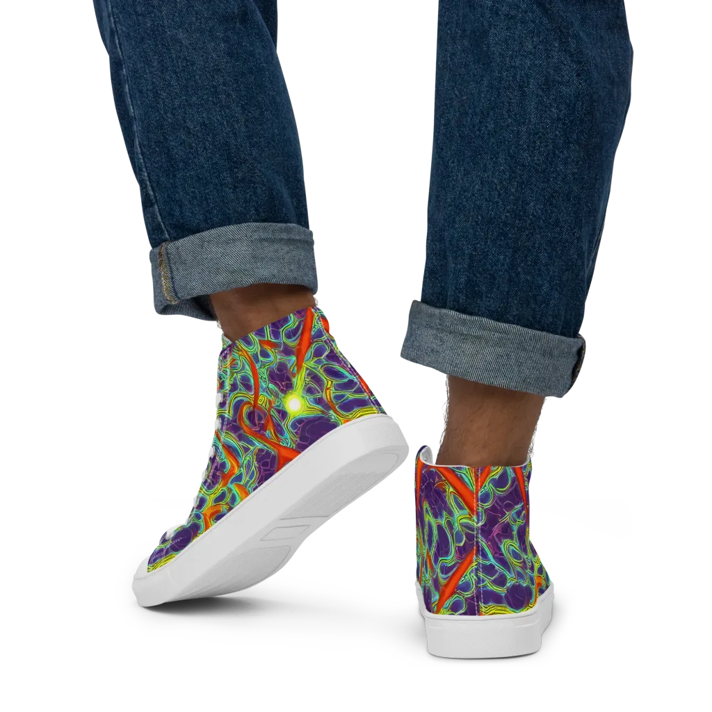 Plasma Maze on Men's High Top Canvas Shoes — Back