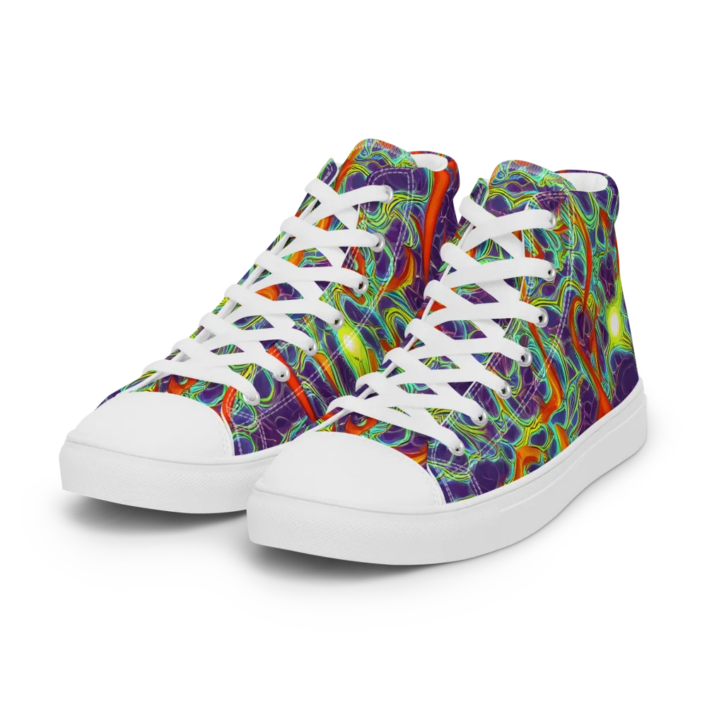 Plasma Maze on Women's High Top Canvas Shoes — Left Front