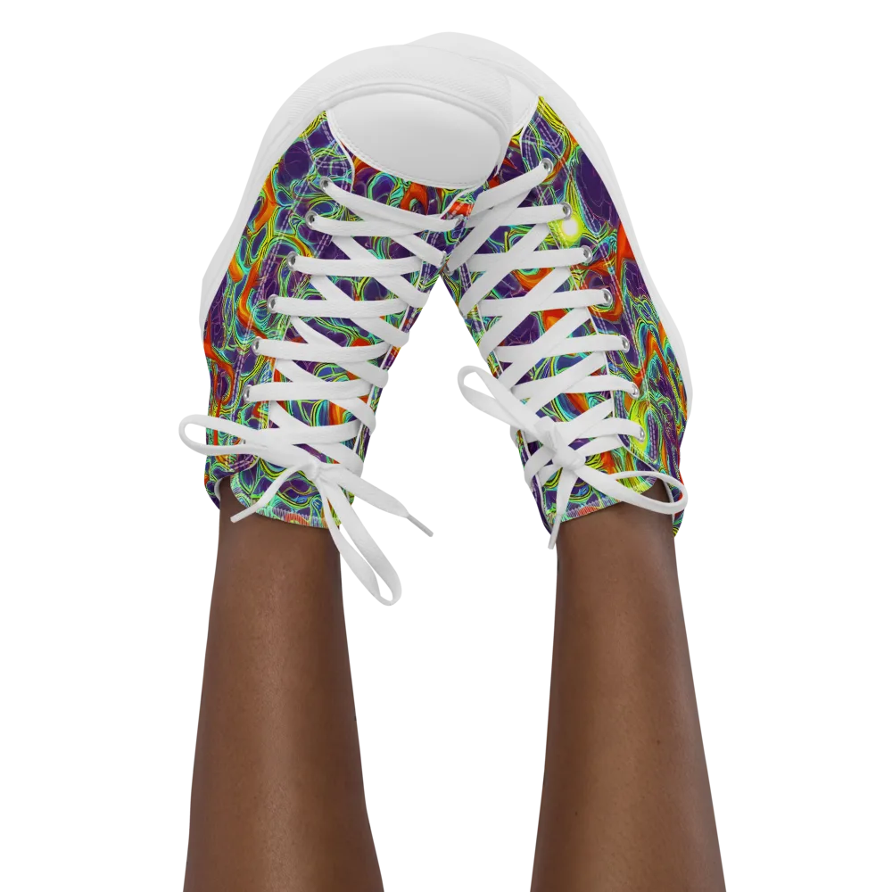 Plasma Maze on Women's High Top Canvas Shoes — Front