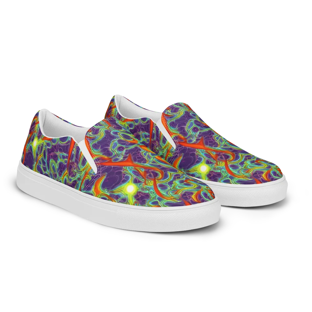 Plasma Maze on Men's Slip-On Canvas Shoes — Right Front