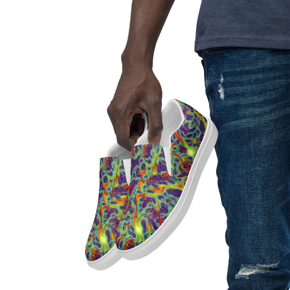 Plasma Maze on Men's Slip-On Canvas Shoes — Left Front