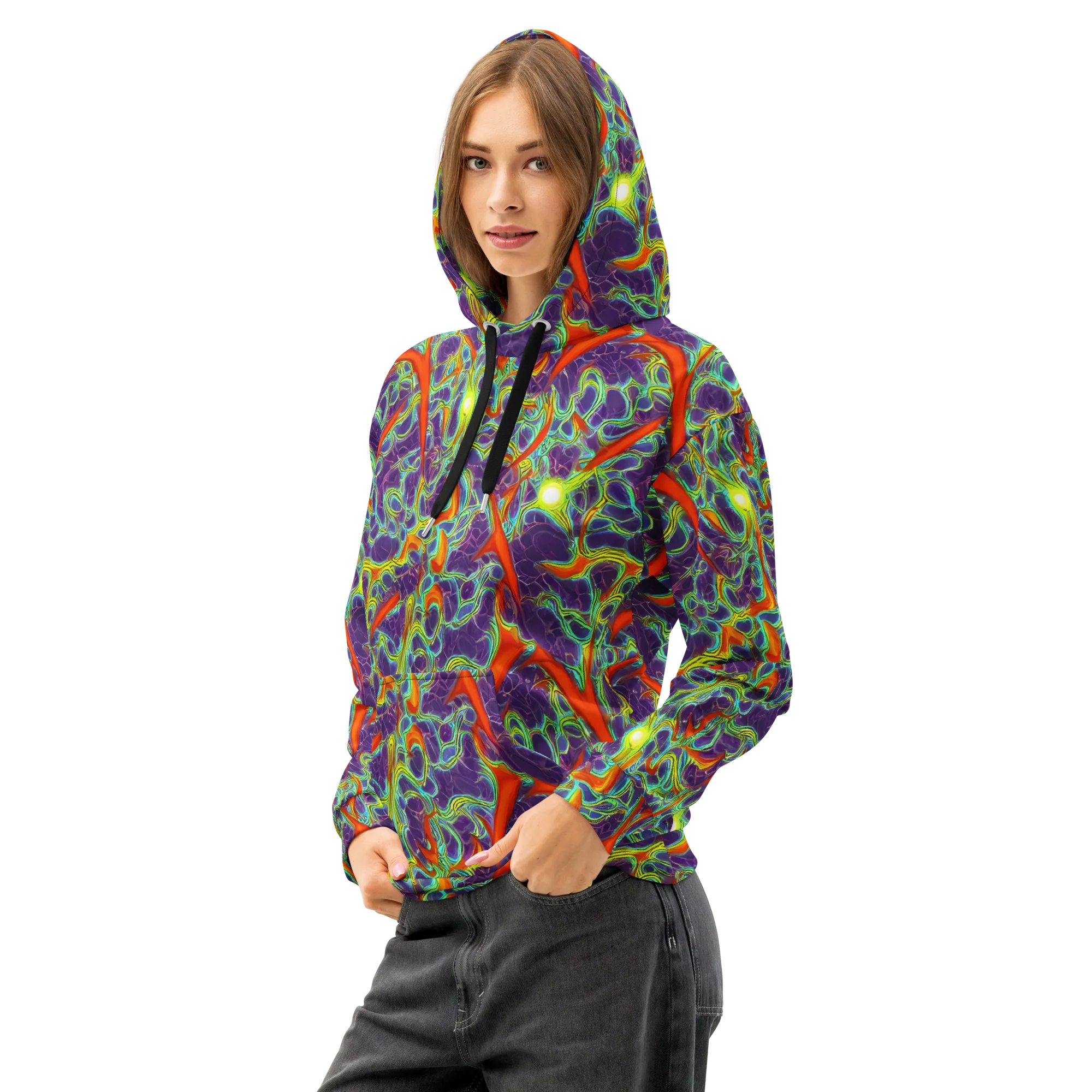 Plasma Maze on Cotton Hoodie — Left Front