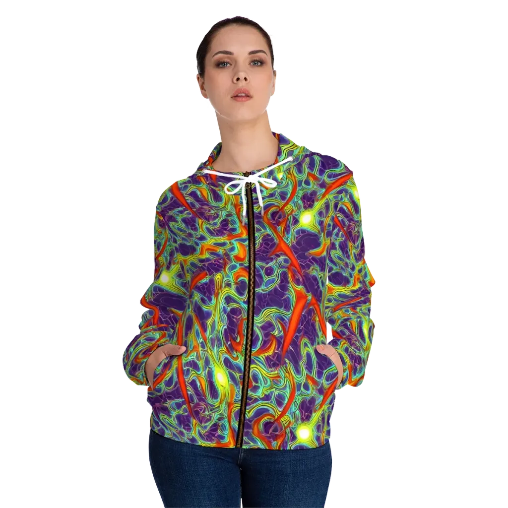 Plasma Maze on Women's Full-Zip Hoodie — Front On Person