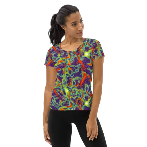Plasma Maze on a Women's Athletic T-Shirt