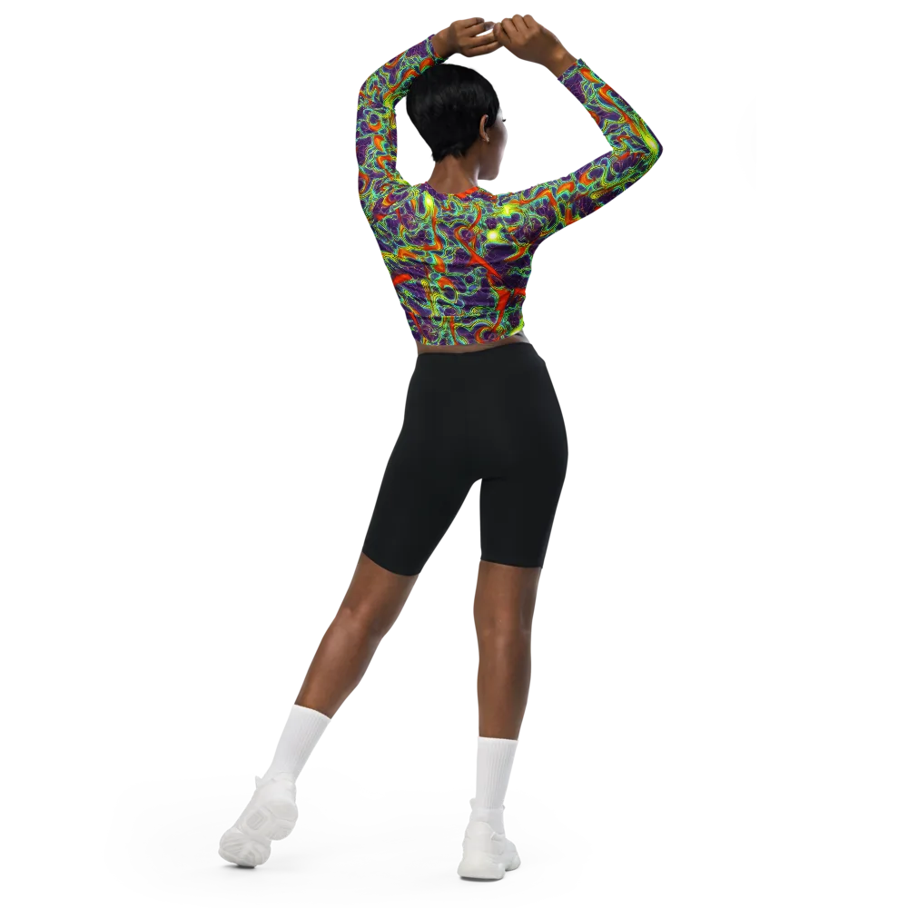Plasma Maze on Long Sleeve Crop Top — Back