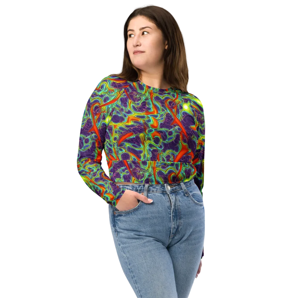 Plasma Maze on Long Sleeve Crop Top — Front