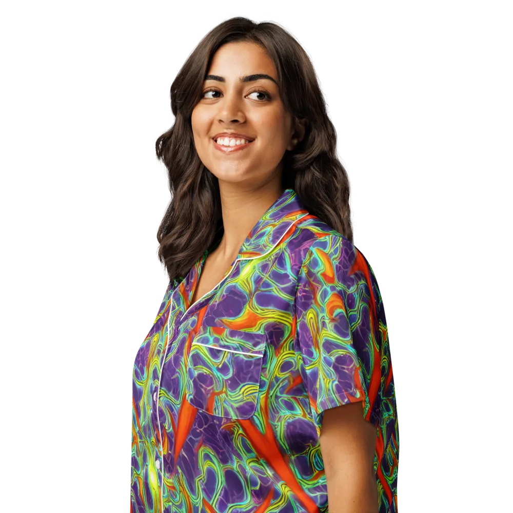 Plasma Maze on Women's Short Sleeve Pajama Top — Left Front