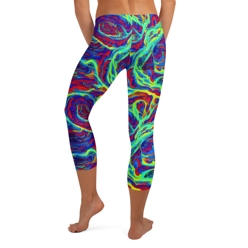 Voltage Marbling on Capri Leggings — Back