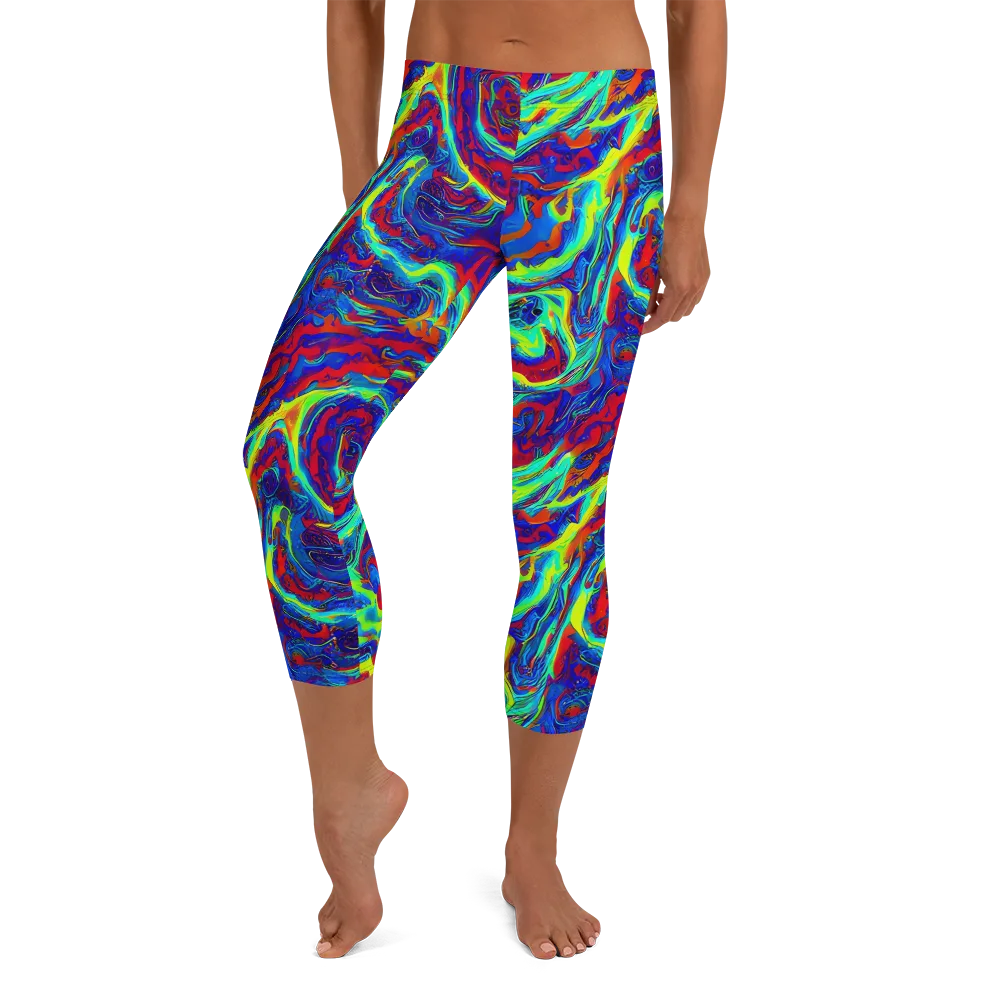 Voltage Marbling on Capri Leggings — Front