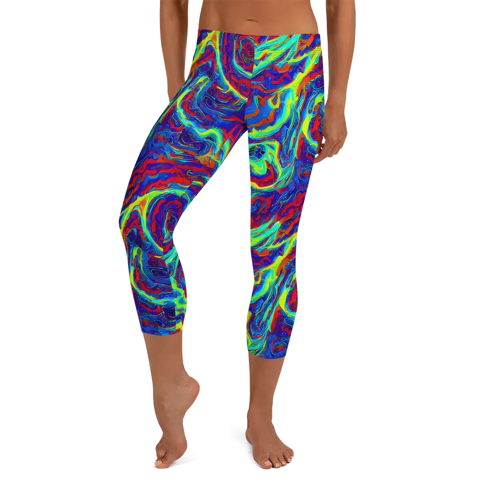 Voltage Marbling on Capri Leggings — Front