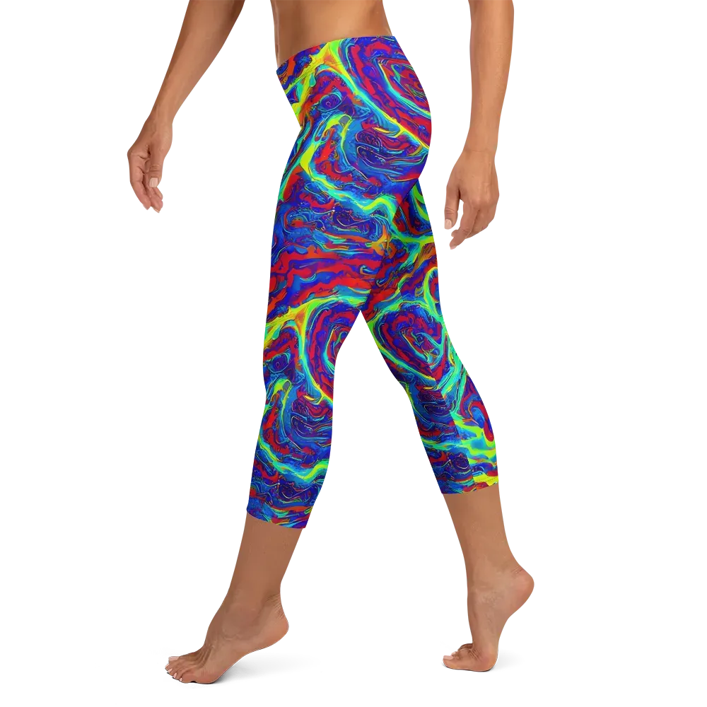 Voltage Marbling on Capri Leggings — Left