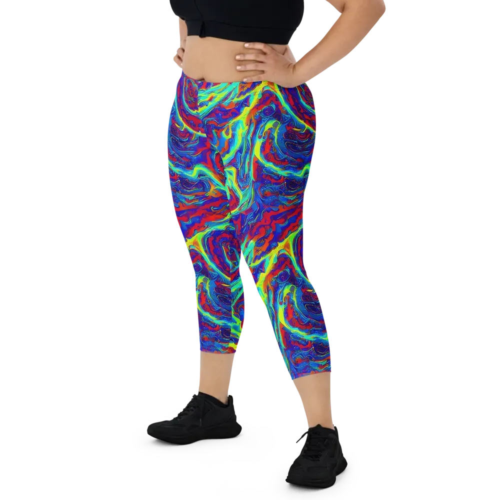 Voltage Marbling on Capri Leggings — Front