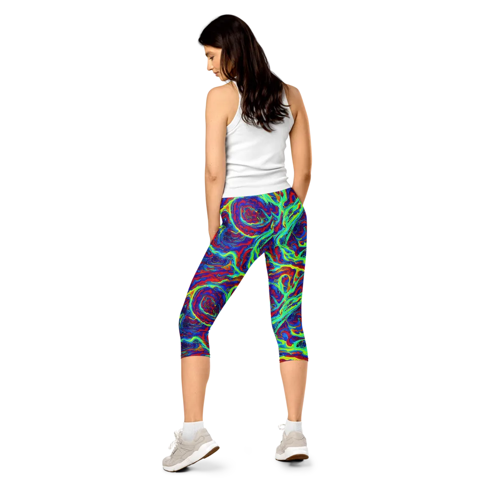 Voltage Marbling on Capri Leggings — Back