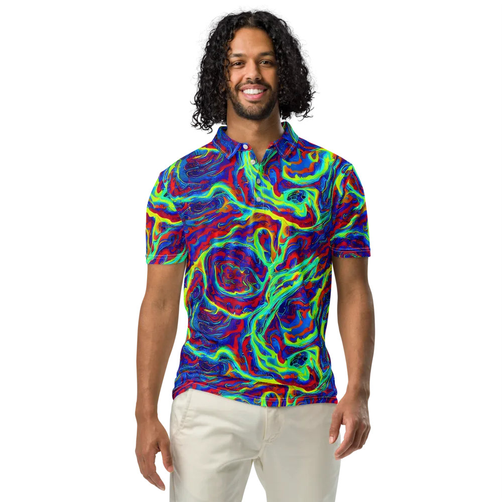 Voltage Marbling on Men's Slim Fit Polo Shirt — Front