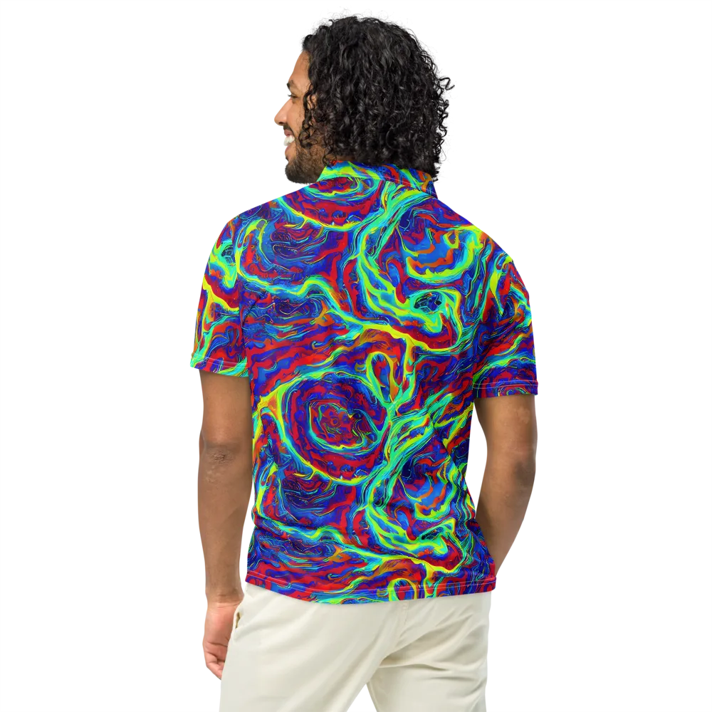 Voltage Marbling on Men's Slim Fit Polo Shirt — Back