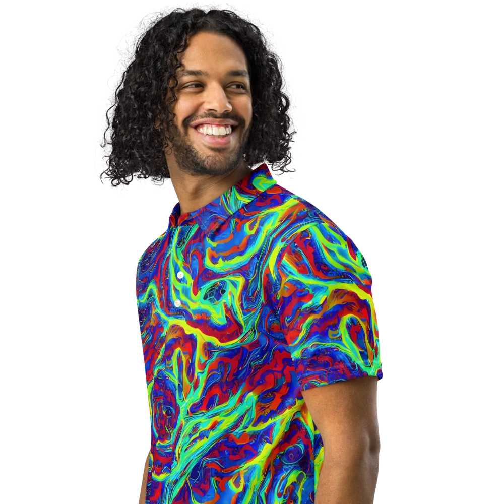 Voltage Marbling on Men's Slim Fit Polo Shirt — Left Front