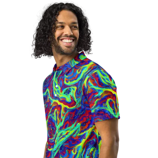 Voltage Marbling on a Men's Slim Fit Polo Shirt