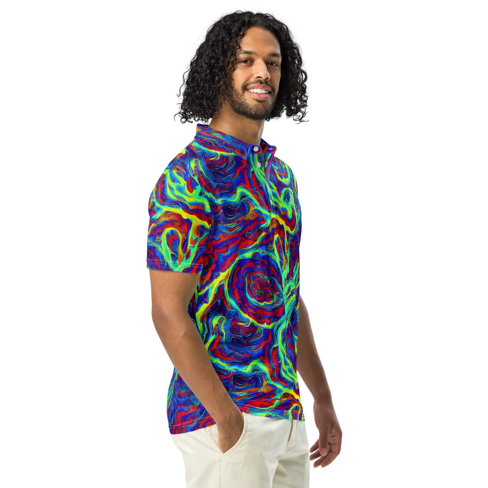 Voltage Marbling on Men's Slim Fit Polo Shirt — Right Front