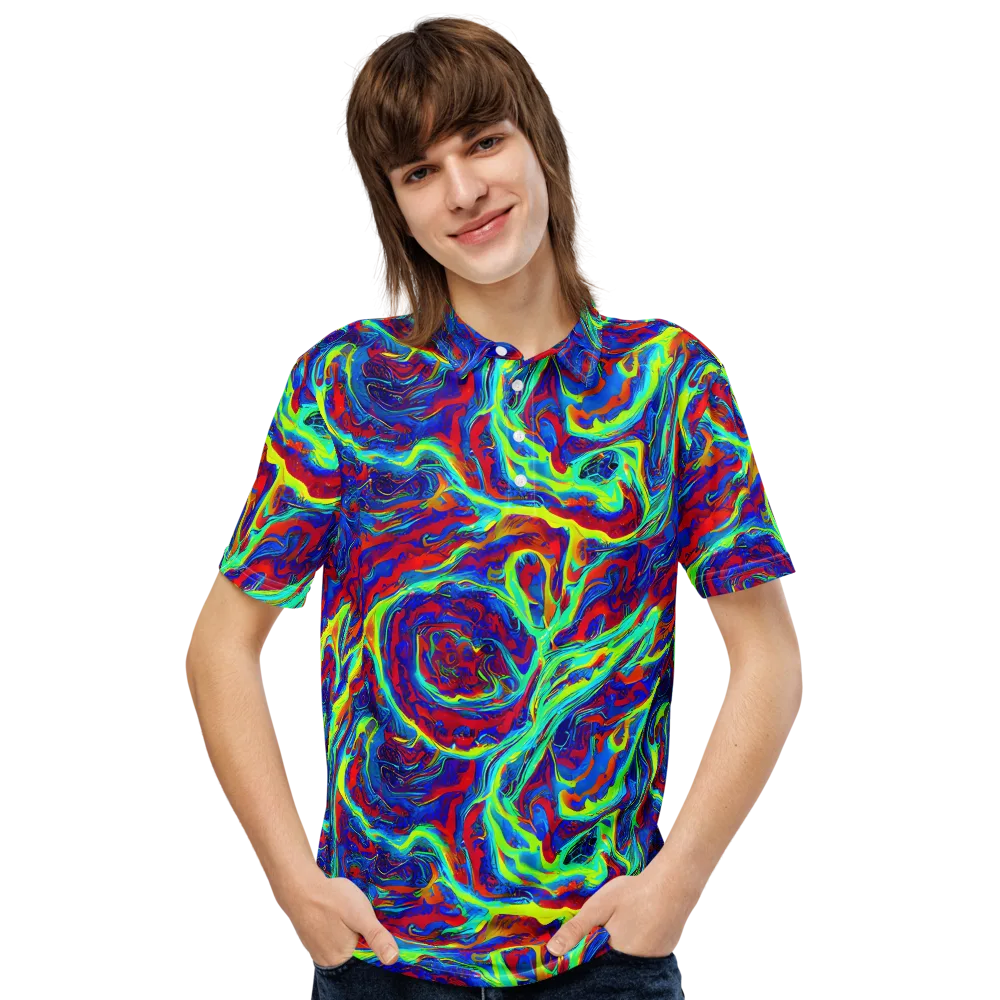 Voltage Marbling on Men's Slim Fit Polo Shirt — Front