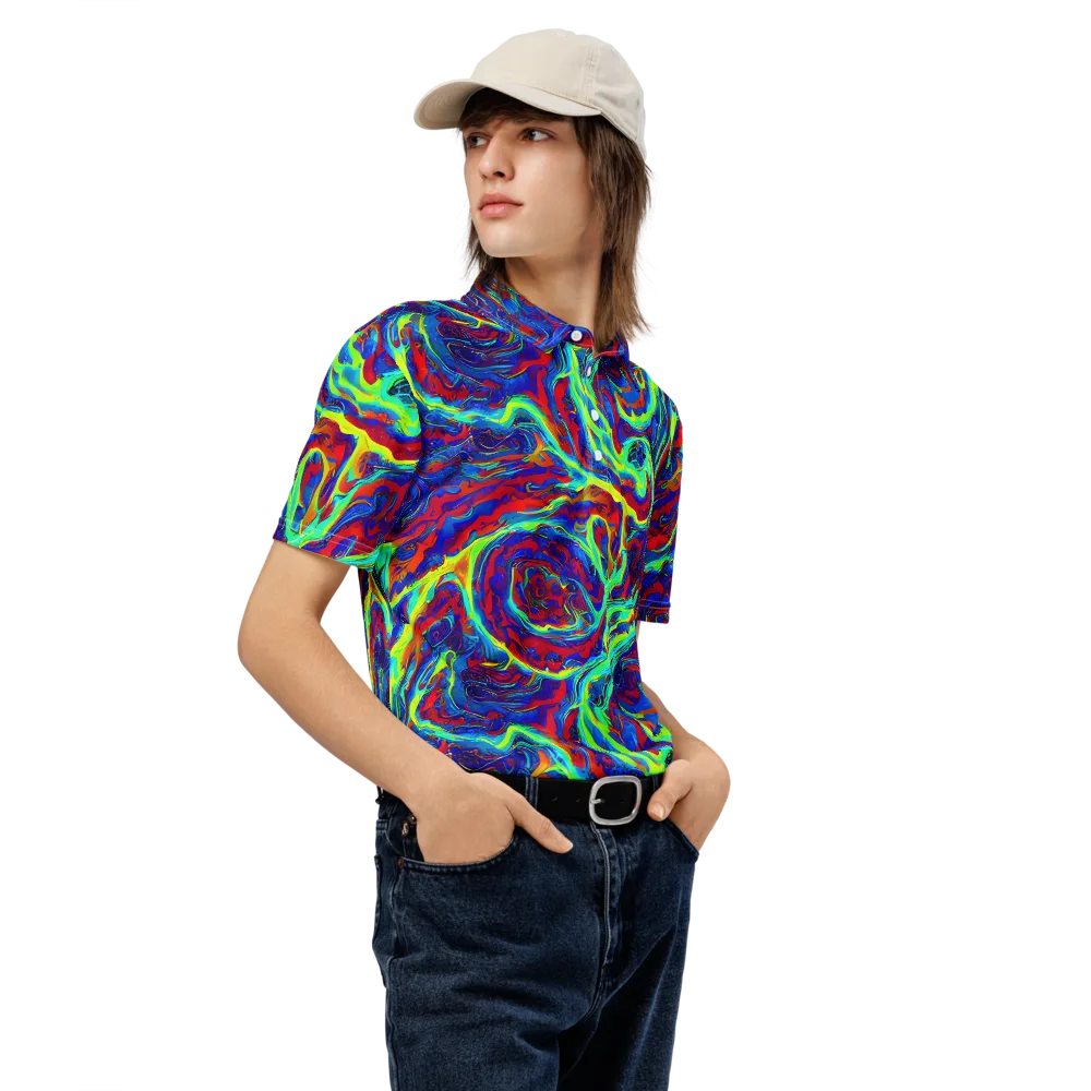 Voltage Marbling on Men's Slim Fit Polo Shirt — Right Front