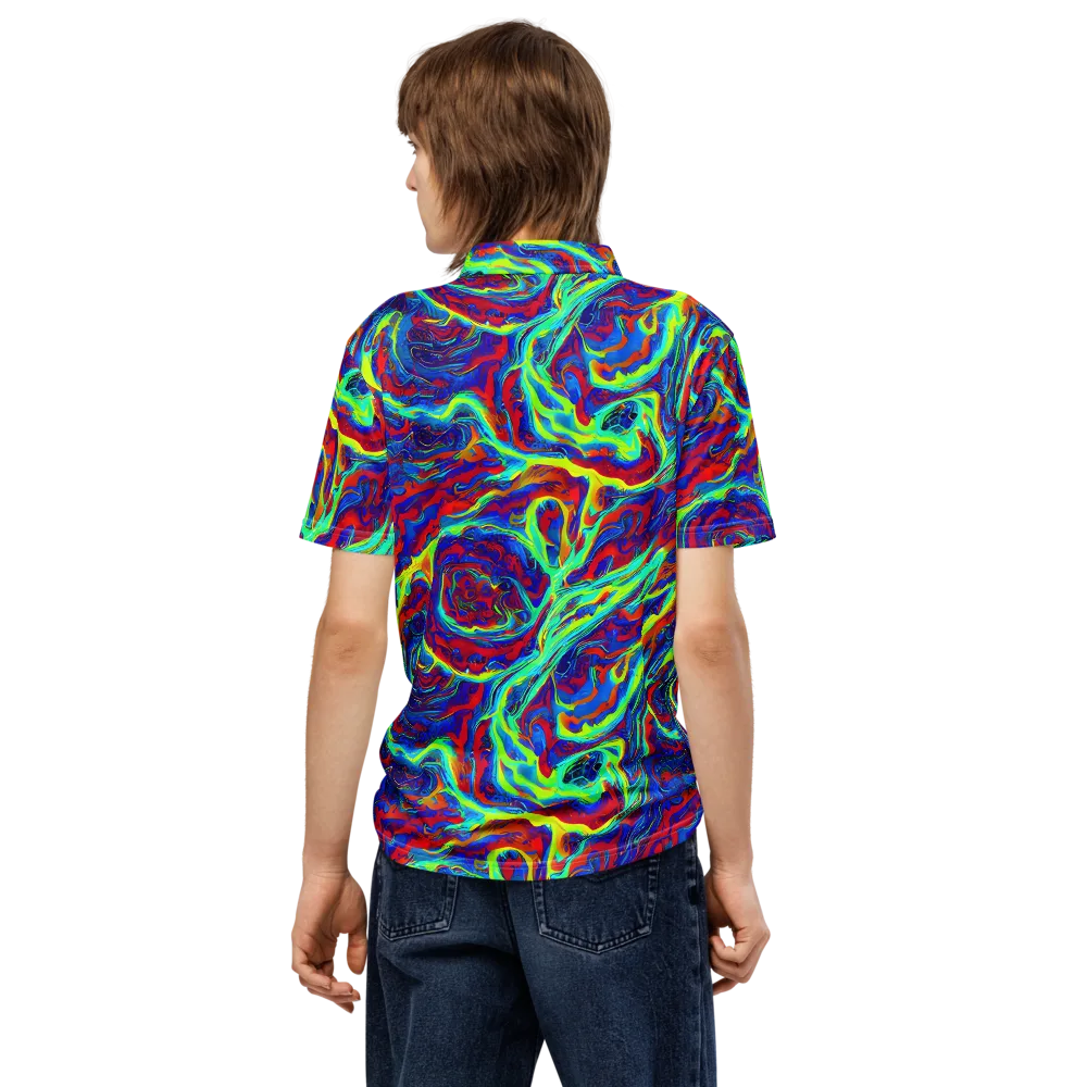 Voltage Marbling on Men's Slim Fit Polo Shirt — Back