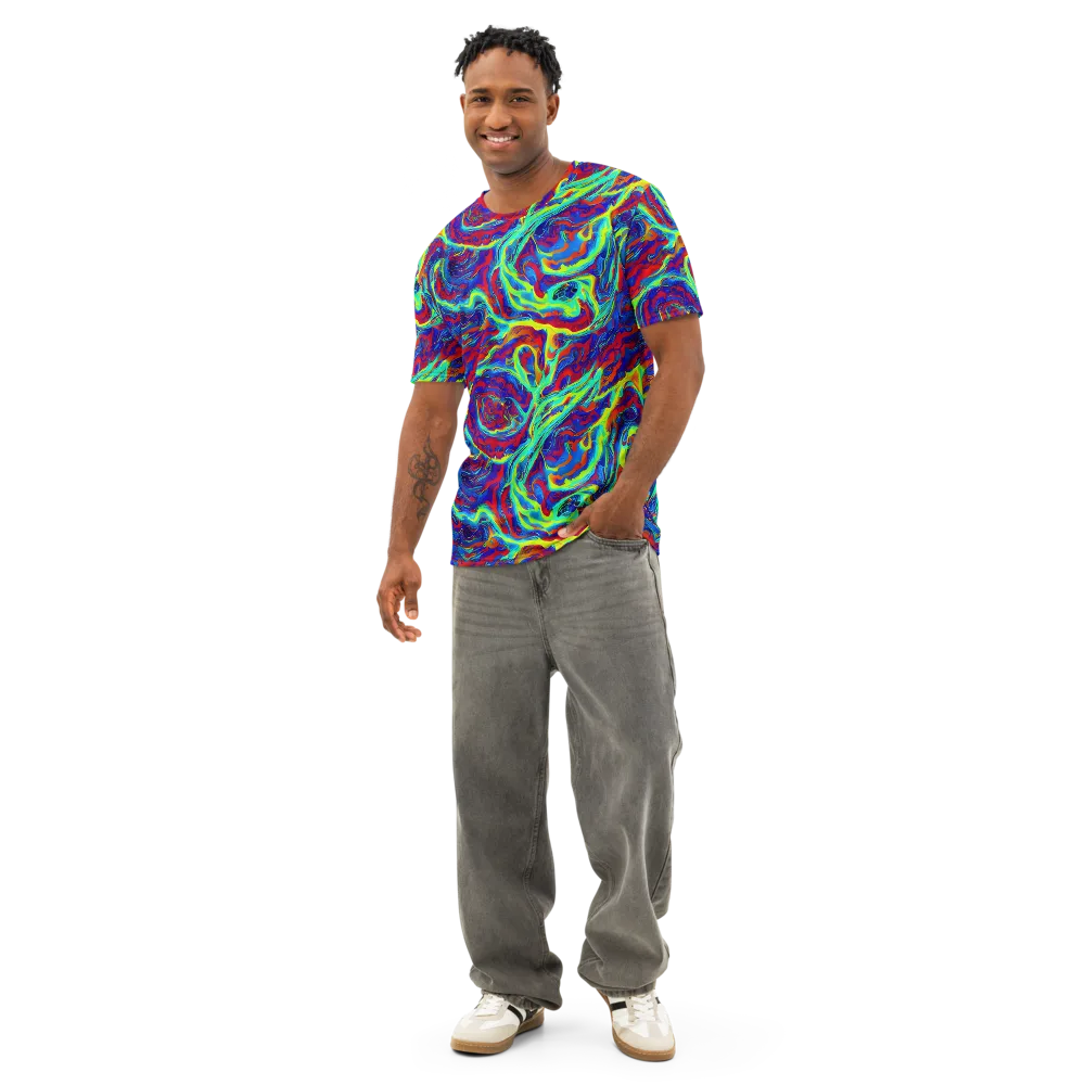 Voltage Marbling on Men's Cotton Crew Neck T-Shirt — Front